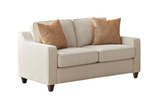 Christine Upholstered Cushion Back Loveseat Beige - VIP FURNITURE (NJ)