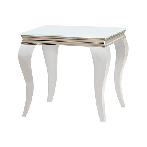 Luna Square End Table White and Chrome - VIP FURNITURE (NJ)