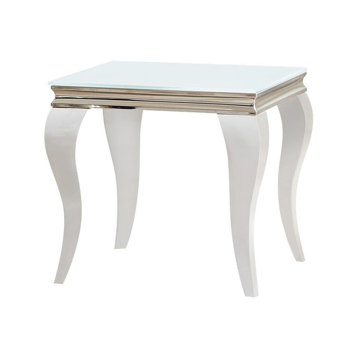 Luna Square End Table White and Chrome - VIP FURNITURE (NJ)