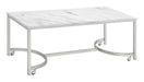 Leona Coffee Table with Casters White and Satin Nickel - VIP FURNITURE (NJ)