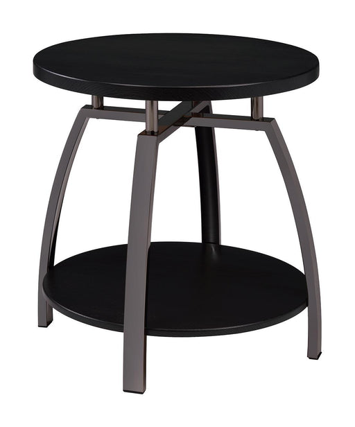 Dacre Round End Table Dark Grey and Black Nickel - VIP FURNITURE (NJ)