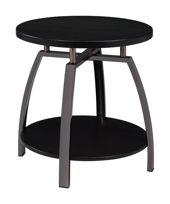 Dacre Round End Table Dark Grey and Black Nickel - VIP FURNITURE (NJ)