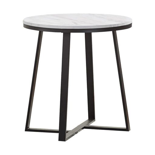 Hugo Metal Base Round End Table White and Matte Black - VIP FURNITURE (NJ)