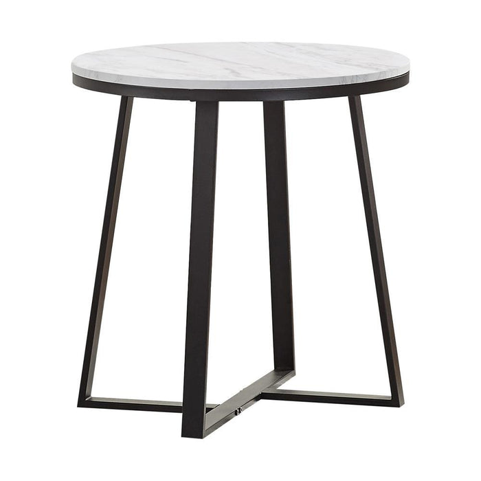 Hugo Metal Base Round End Table White and Matte Black - VIP FURNITURE (NJ)