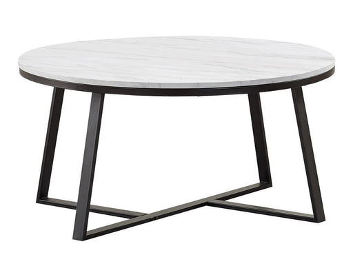 Hugo Round Coffee Table White and Matte Black - VIP FURNITURE (NJ)