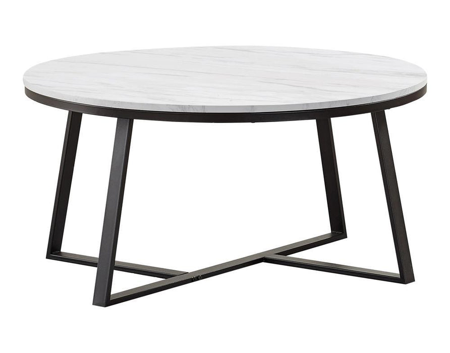 Hugo Round Coffee Table White and Matte Black - VIP FURNITURE (NJ)