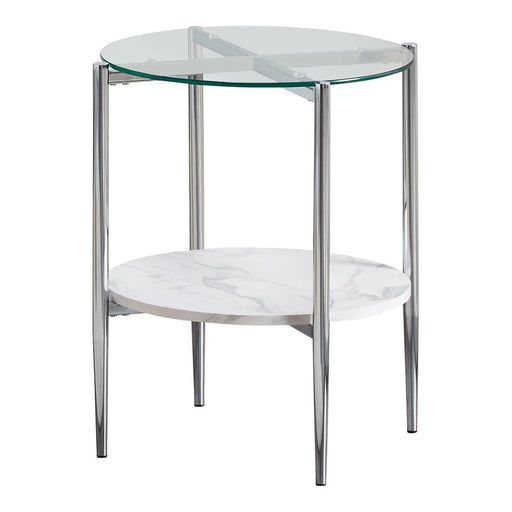 Cadee Round Glass Top End Table Clear and Chrome - VIP FURNITURE (NJ)