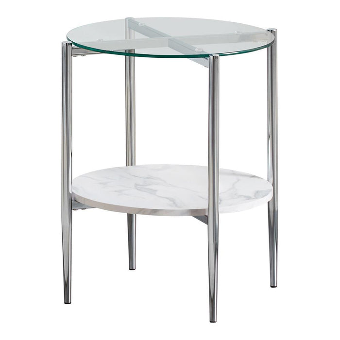 Cadee Round Glass Top End Table Clear and Chrome - VIP FURNITURE (NJ)