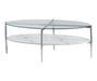 Cadee Round Glass Top Coffee Table White and Chrome - VIP FURNITURE (NJ)