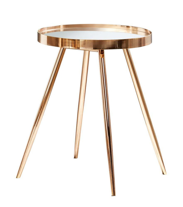 Kaelyn Round Mirror Top End Table Gold - VIP FURNITURE (NJ)
