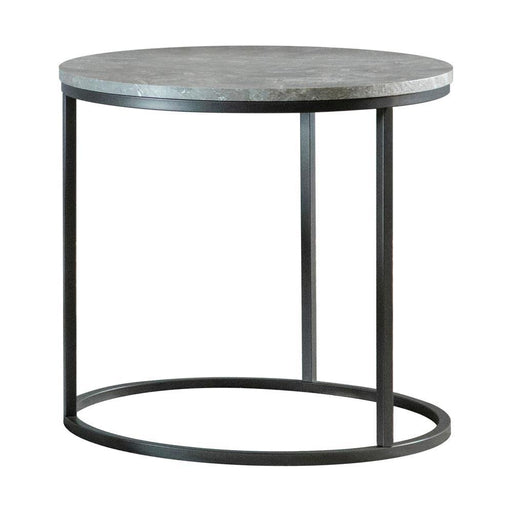 Lainey Faux Marble Round Top End Table Grey and Gunmetal - VIP FURNITURE (NJ)