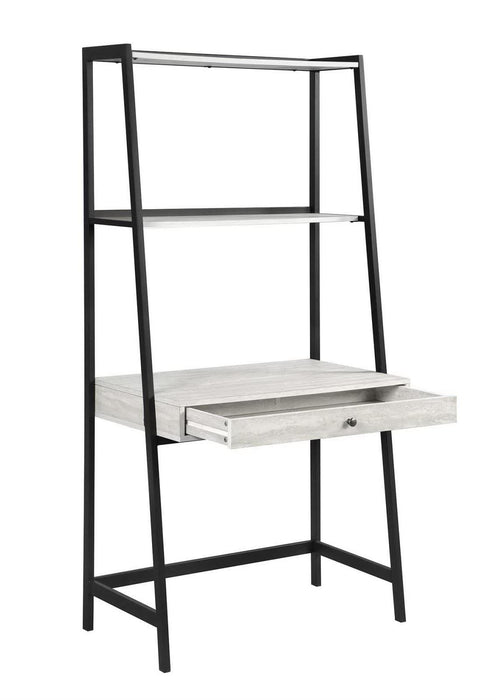 Pinckard 1-drawer Ladder Desk Grey Stone and Black - VIP FURNITURE (NJ)