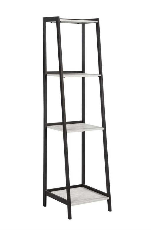 Pinckard 4-shelf Ladder Bookcase Grey Stone and Black - VIP FURNITURE (NJ)