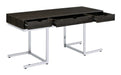 Noorvik 3-drawer Writing Desk Dark Oak and Chrome - VIP FURNITURE (NJ)
