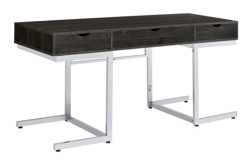 Noorvik 3-drawer Writing Desk Dark Oak and Chrome - VIP FURNITURE (NJ)