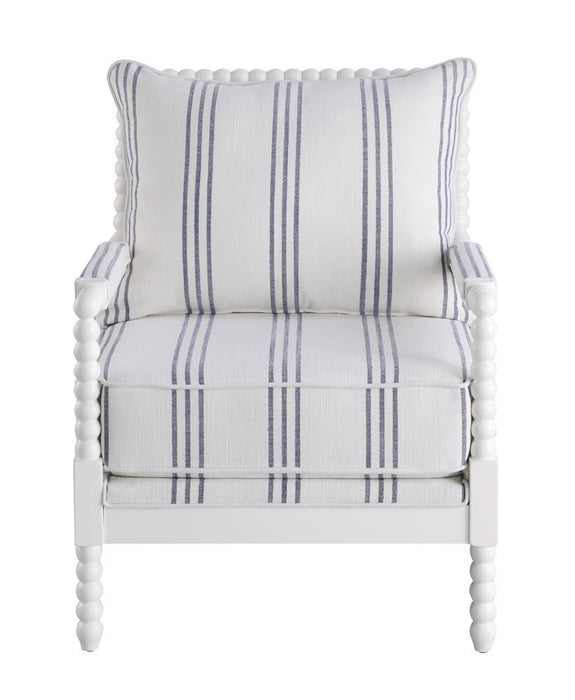 Blanchett Upholstered Accent Chair with Spindle Accent White and Navy - VIP FURNITURE (NJ)
