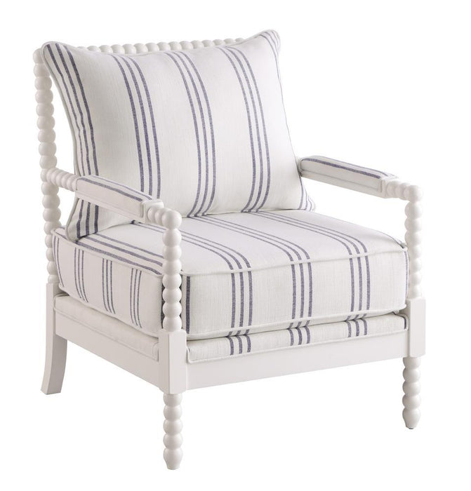 Blanchett Upholstered Accent Chair with Spindle Accent White and Navy - VIP FURNITURE (NJ)