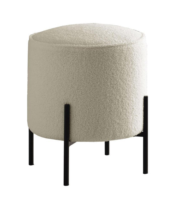 Basye Round Upholstered Ottoman Beige and Matte Black - VIP FURNITURE (NJ)