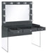 Afshan 3-drawer Vanity Desk with Lighting Mirror Grey High Gloss - VIP FURNITURE (NJ)