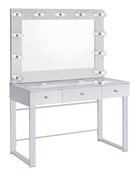 Umbridge 3-drawer Vanity with Lighting Chrome and White - VIP FURNITURE (NJ)