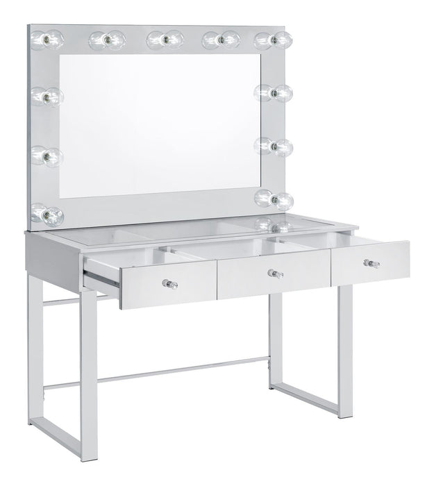Umbridge 3-drawer Vanity with Lighting Chrome and White - VIP FURNITURE (NJ)
