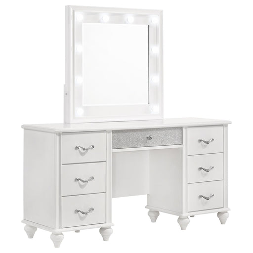 Barzini 7-drawer Vanity Desk with Lighted Mirror White - VIP FURNITURE (NJ)