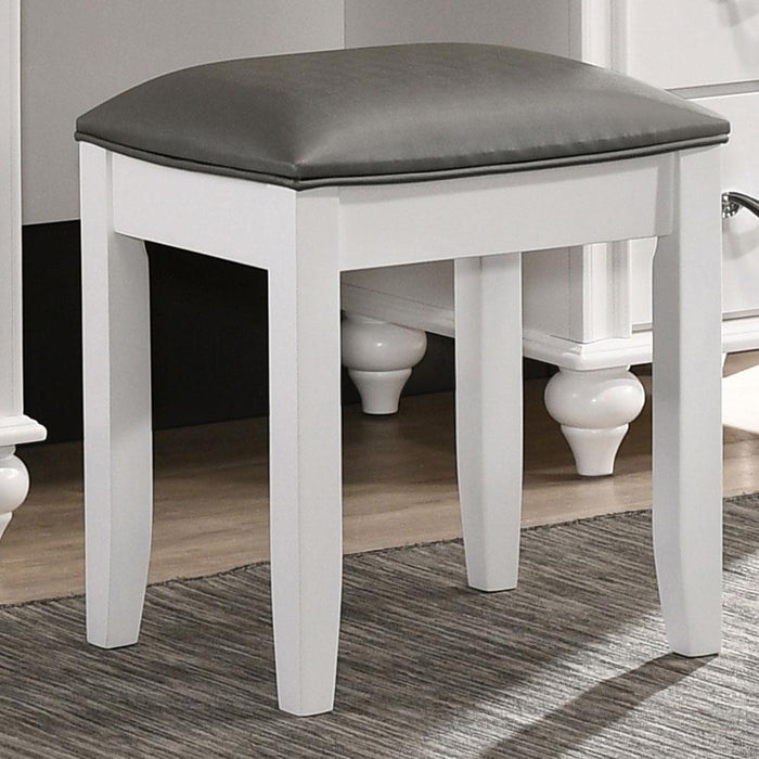 Upholstered Vanity Stool Metallic And White vip Coaster Z2 Premium