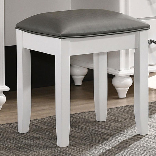 Barzini Upholstered Vanity Stool Metallic And White image