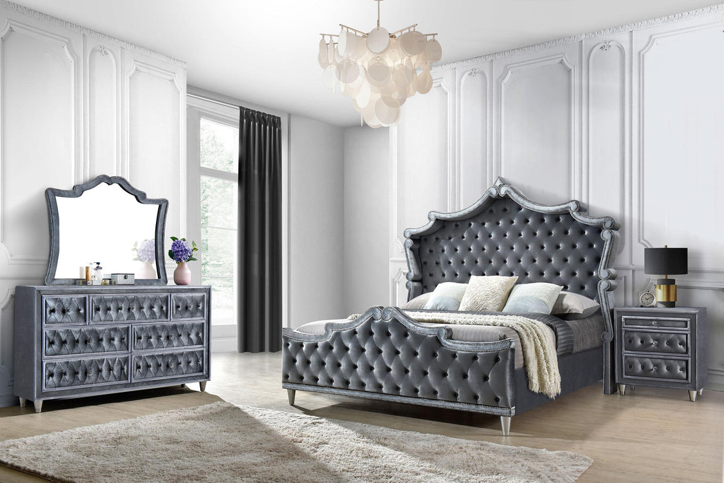 Antonella 4-Piece Queen Upholstered Tufted Bedroom Set Grey - VIP FURNITURE (NJ)