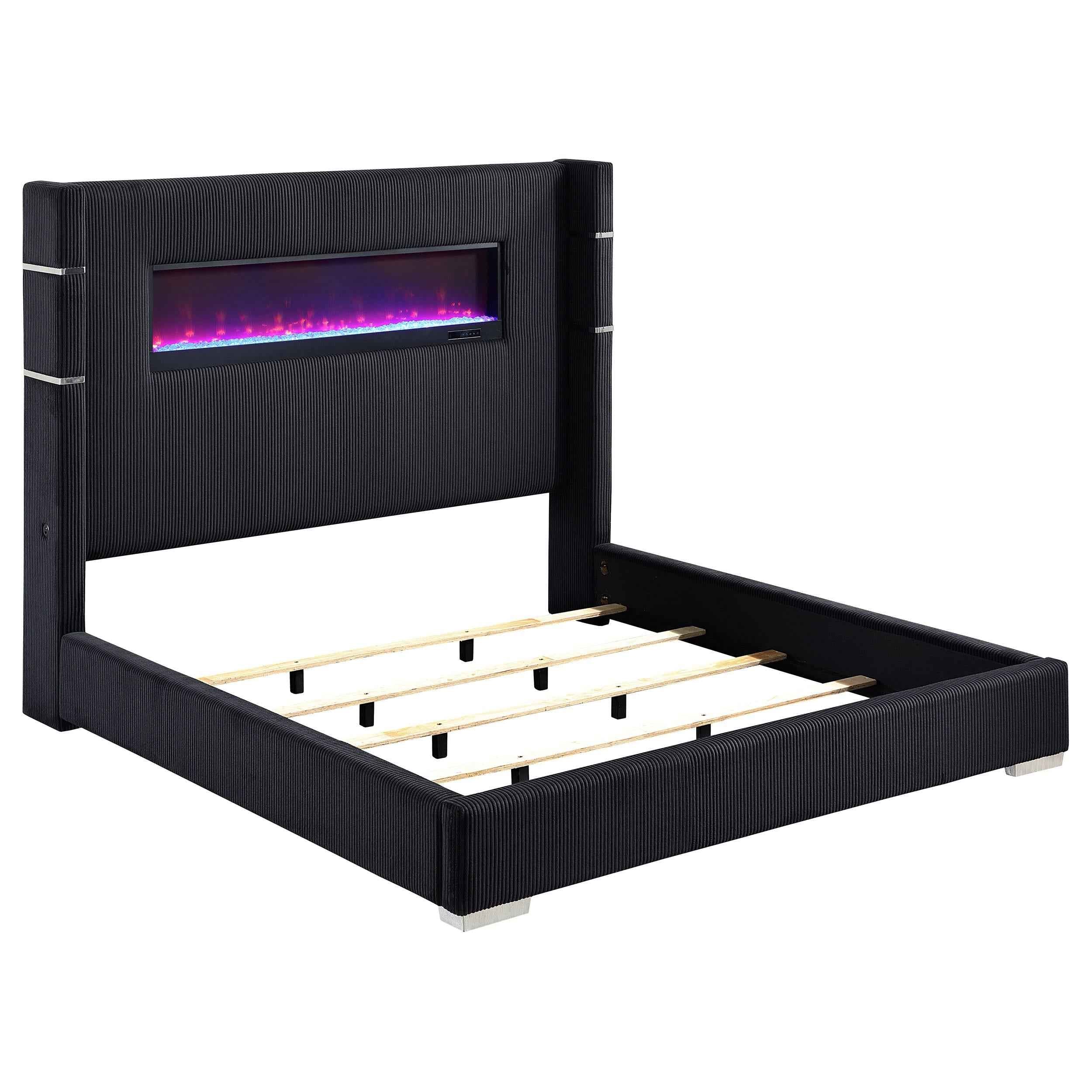 Tisdall Wingback Bed with Flame Visualizer