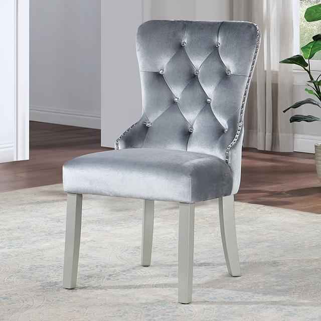 ADALIA Wingback Chair (2/CTN), Silver/Dark Gray