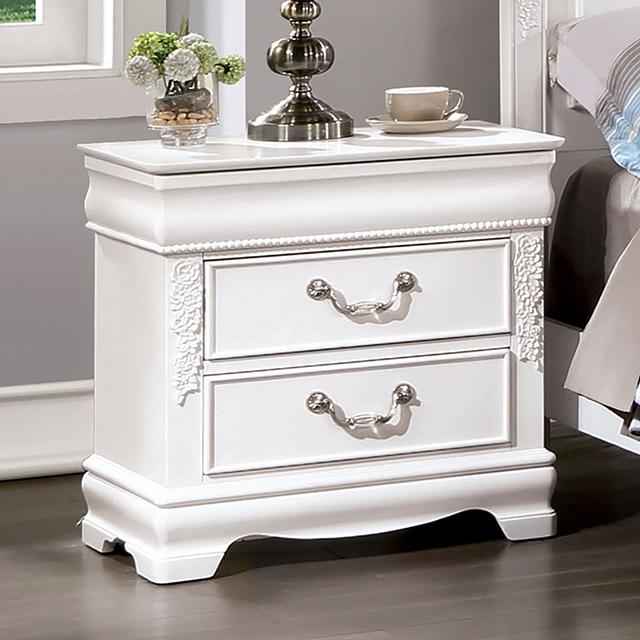 ALECIA Night Stand w/ USB, White