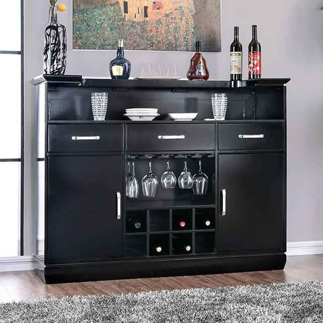 Alena Black Bar Table w/ LED Touch Light & Mirror