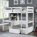 CALLISTUS Twin Workstation Loft Bed, White & Gray