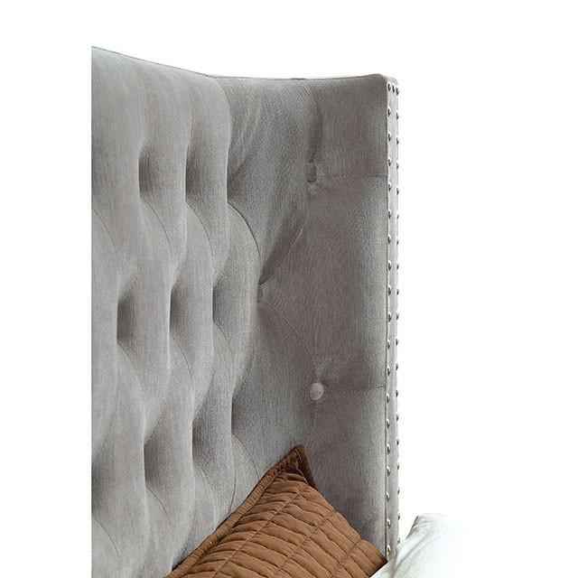 Cayla Cal.King, E.King, & Queen Bed Silver & Grey