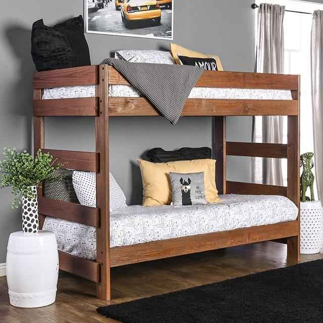 Arlette Twin/Twin Bunk Bed Brown, Black, Gray, & White