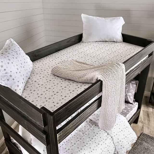 Arlette Twin/Twin Bunk Bed Brown, Black, Gray, & White