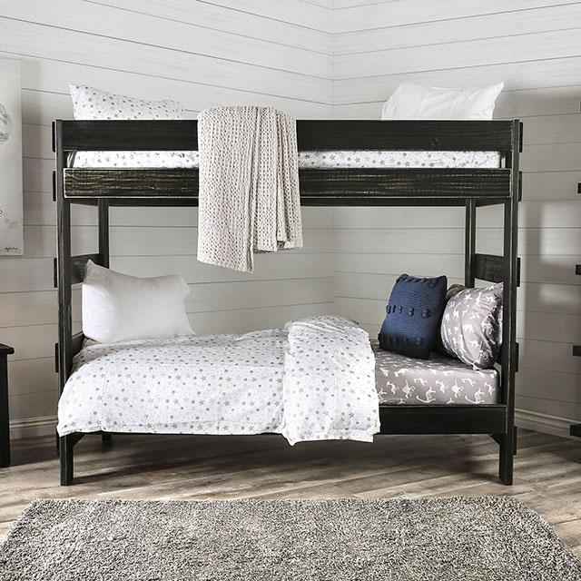 Arlette Twin/Twin Bunk Bed Brown, Black, Gray, & White