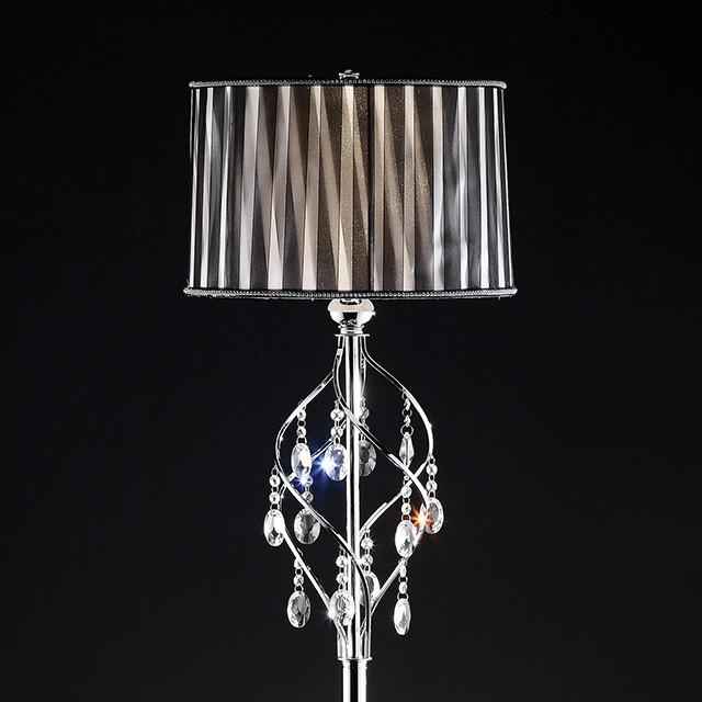 Arya Black/Chrome Floor Lamp, Hanging Crystal
