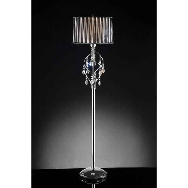 Arya Black/Chrome Floor Lamp, Hanging Crystal