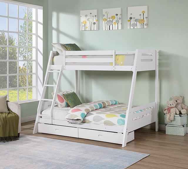 Emilee Twin/Full Bunk Bed White, Grey, Espresso, & Black