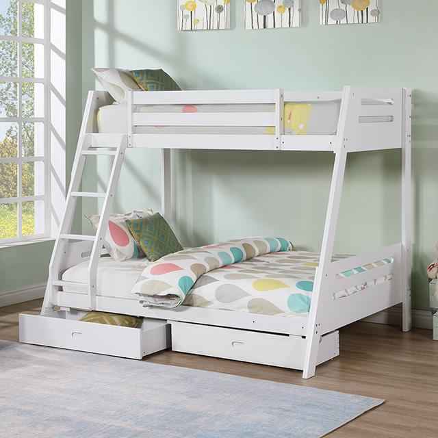 Emilee Twin/Full Bunk Bed White, Grey, Espresso, & Black