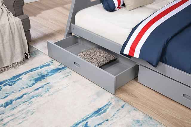 Emilee Twin/Full Bunk Bed White, Grey, Espresso, & Black