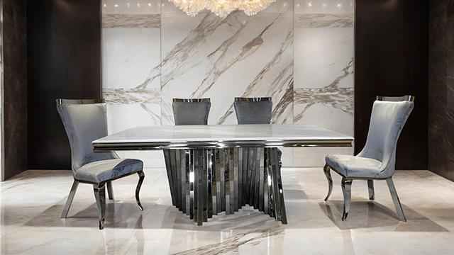 Basilicata 7 Pc Dining Set Gold & Silver