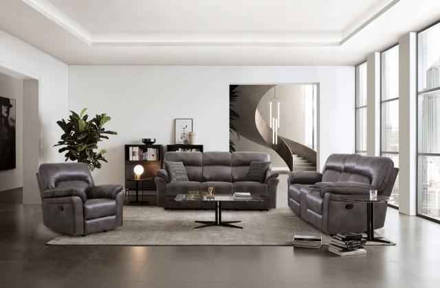 JOSIAS Glider Recliner, Dark Gray Leatherette