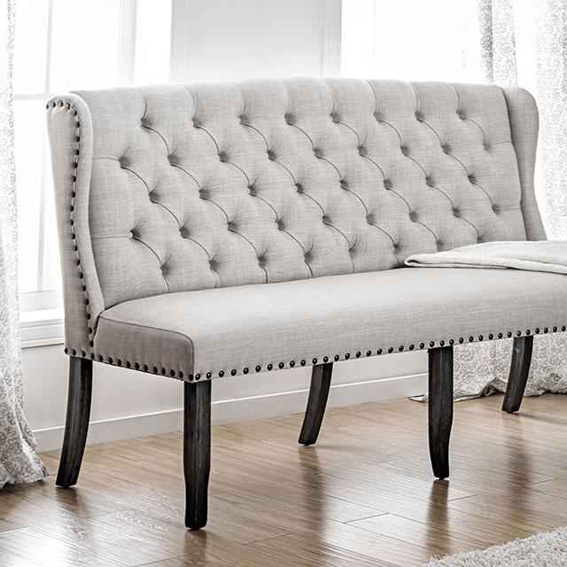 SANIA 3-Seater Loveseat Bench, Ivory