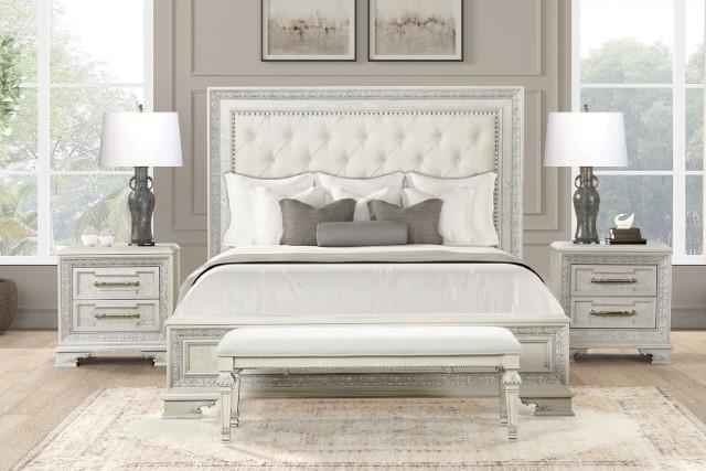 Stella Mia E.King & Queen Bed White & White
