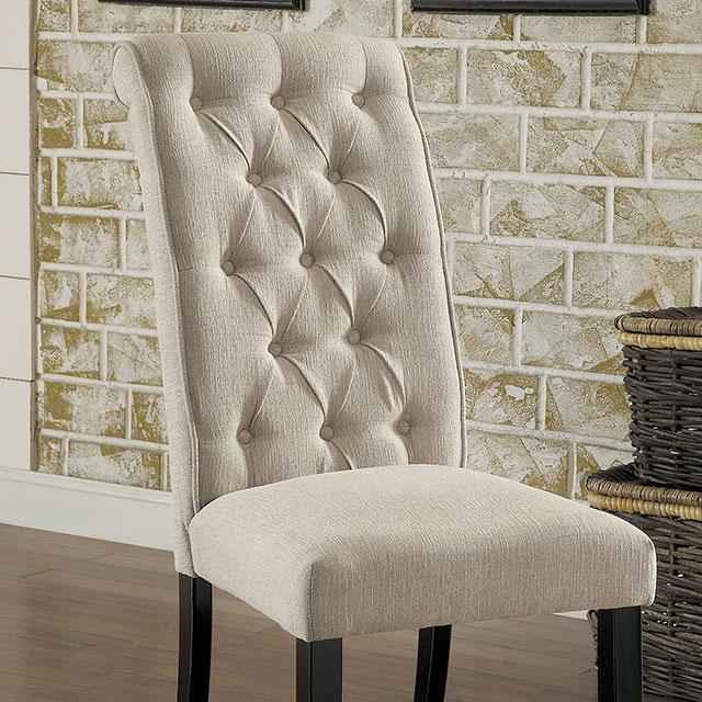 Mashall Beige/Antique Black Side Chair, Ivory (2/CTN)