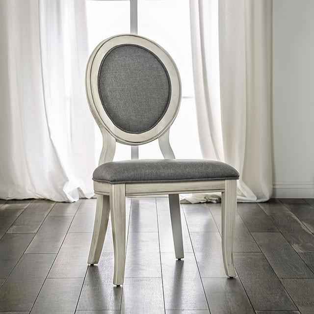 Kathryn Antique White/Gray Side Chair, Antique White (2/CTN)