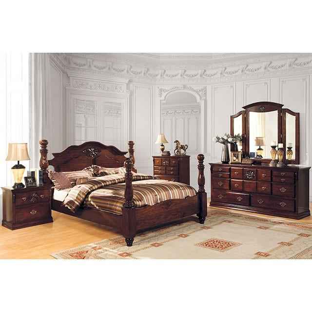 Tuscan II Glossy Dark Pine Queen Bed